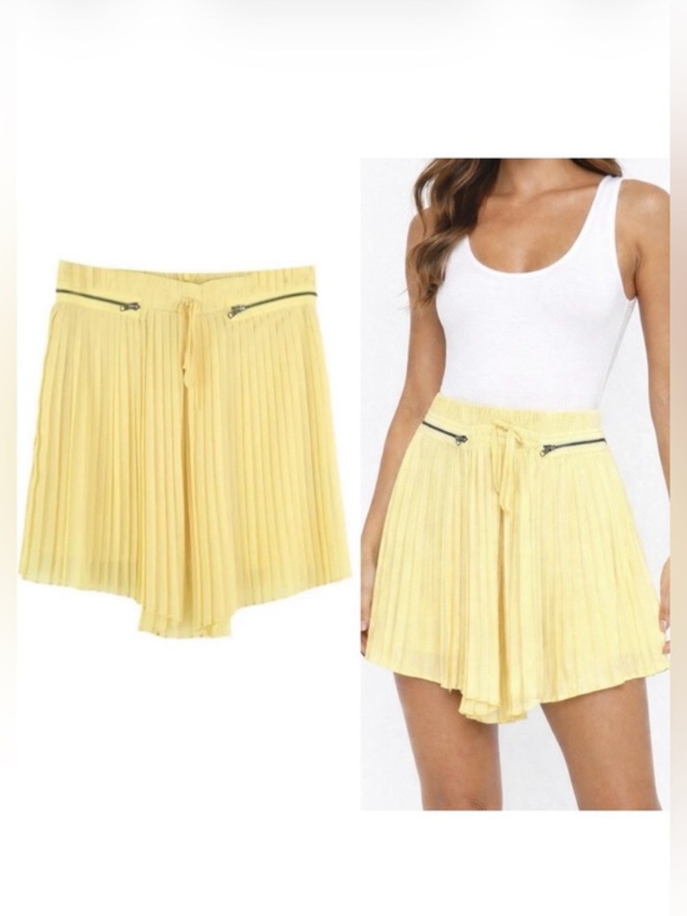 The Kooples A-Line Pleated Mini Skirt in Yellow Women’s size EU38 US 2